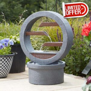 Garden Mile Solar Water Fountain Stone Effect Cascade – 60cm Outdoor Solar Water Feature with Pump & Remote Panel