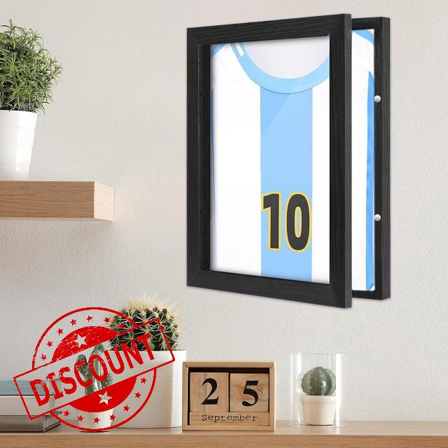 Sports Shirt Display Frame | Wall Mount Wooden Football Shirt Case | UV Protection Wall Storage Box | Suitable For Displaying Baseball