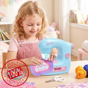 FOTSHARER Mini Sewing Machine Toy Kids Sewing Kit with Cloths Cotton Thread