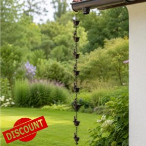 Bird Design Rain Chain – Decorative Hanging Metal Rainwater Diverter with Cups