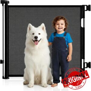 Retractable Stair Gate for Baby & Dogs | 86cm Tall Extends to 150cm Wide | Mesh Baby Gate for Stairs