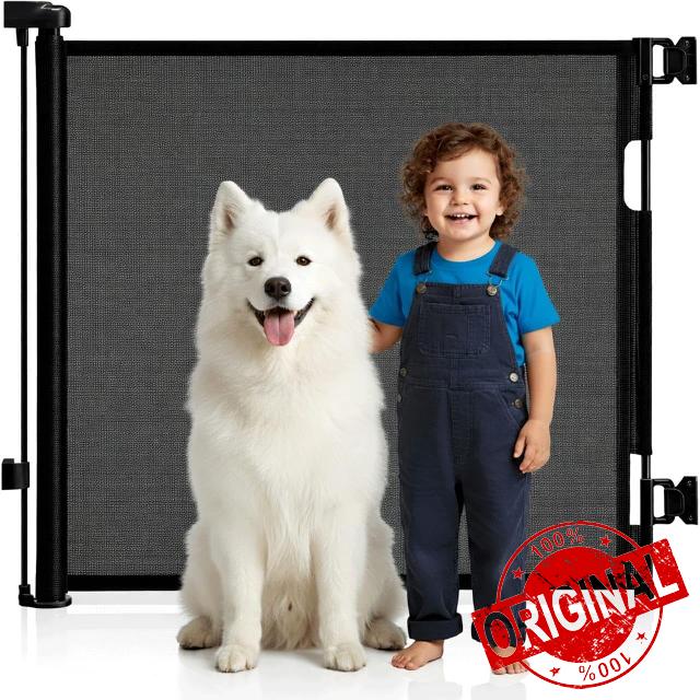Retractable Stair Gate for Baby & Dogs | 86cm Tall Extends to 150cm Wide | Mesh Baby Gate for Stairs