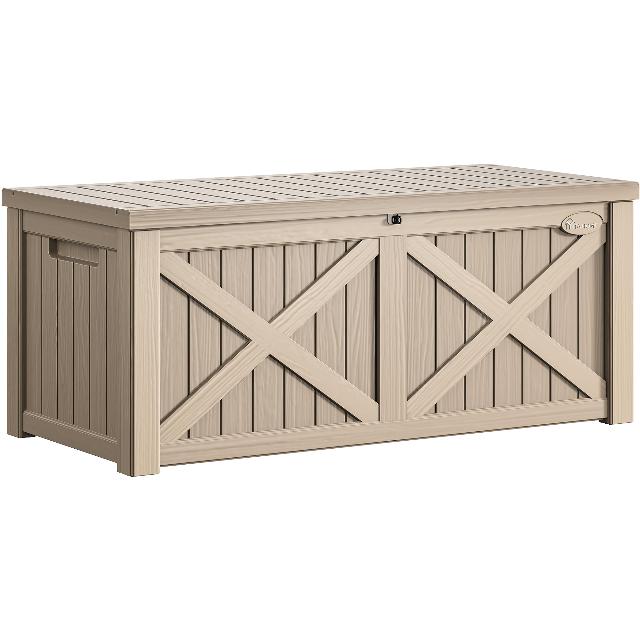 YITAHOME 450L Large Garden Outdoor Storage Box with X-Shaped Front