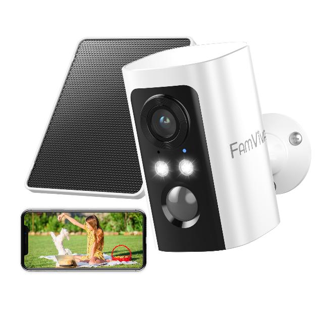 2K Wireless Outdoor Security Cameras with Solar Panels