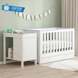 LSLIFE Baby Cot Bed with Cabinet