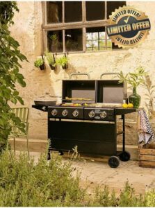 Black Expert Combo 5-Burner Propane Gas Grill & Griddle