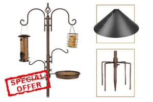 Nord & Vale Premium Bird Feeding Station 230cm Copper Finish – Complete Garden Bird Feeder Set with Squirrel Baffle