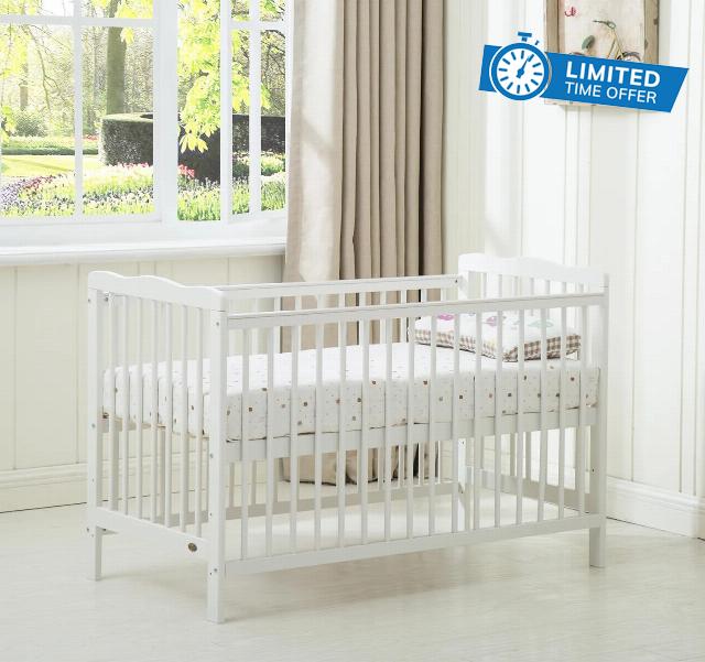 mcc direct Brooklyn Baby Cot Crib and Water repellent Mattress (Cream White)