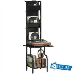 HOMCOM Vinyl Record Storage with Player Stand
