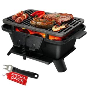 SPOTRAVEL Cast Iron Charcoal Grill