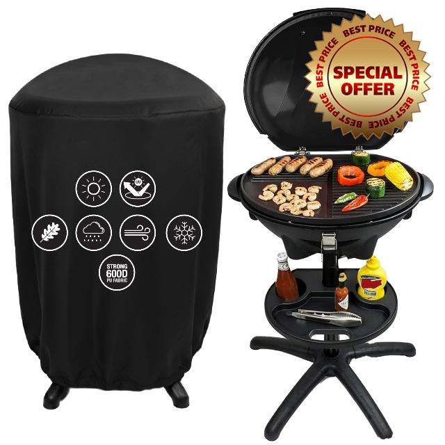 Andrew James Electric Barbecue Grill with Protective Weatherproof Cover – Outdoor Tabletop BBQ