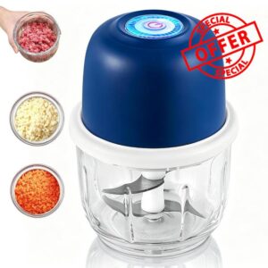 Cordless Multifunctional Electric Mini Garlic Chopper - Portable 350ml Baby Food Maker - Mini Food Chopper with 6 Stainless Steel Blades for Onion