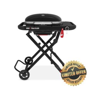 Weber Traveler Compact Gas Barbecue with Folding Cart & Wheels/Portable BBQ