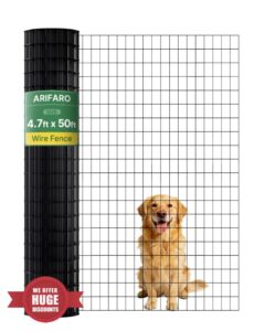 ARIFARO 1.42m x 15.2m Wire Mesh Fencing (5cm x 7.5cm Holes) Multipurpose 2mm Roll PVC Coating Hot-Dipped Galvanised Welded Garden Fence