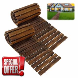 2 Pack Roll Out Wooden Garden Path Walkway 8FT Non-Slip Hardwood Pathway 17" Wide Weather-Resistant Outdoor Flooring Path Lawn Access for Patio Muddy Areas Courtyard Decor Wedding Party Aisle