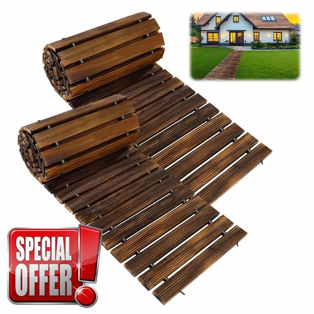 2 Pack Roll Out Wooden Garden Path Walkway 8FT Non-Slip Hardwood Pathway 17" Wide Weather-Resistant Outdoor Flooring Path Lawn Access for Patio Muddy Areas Courtyard Decor Wedding Party Aisle