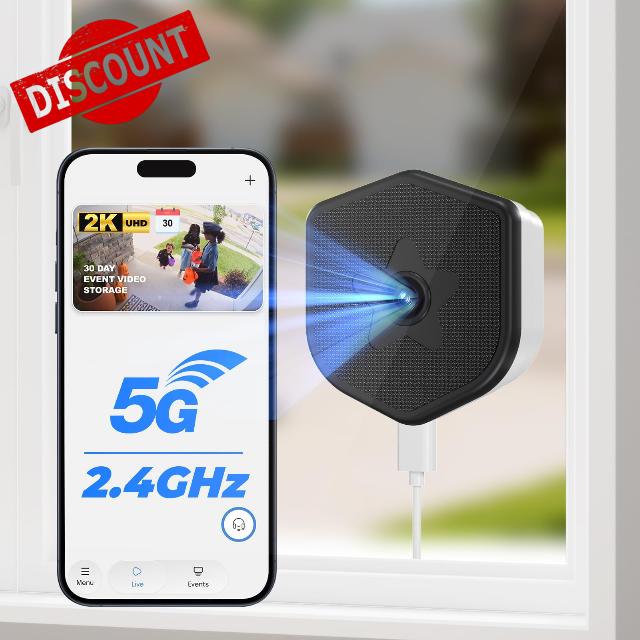 3MP 2K Window Camera Indoor 2.4GHz & 5GHz WiFi Window Cameras for Home Security Looking Outside with 24/7 Recording
