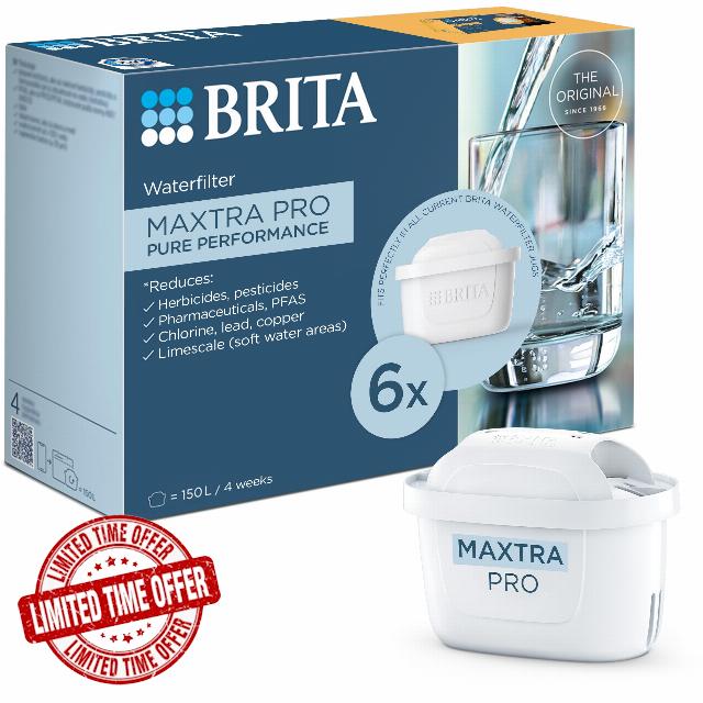 BRITA MAXTRA PRO Pure Performance Water Filter Cartridge - 6 Pack - Original BRITA Refill reducing impurities