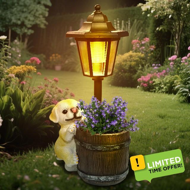 Garden Ornaments Outdoor Dog Statues - Solar Outdoor Figurine Lights Dogs Planter