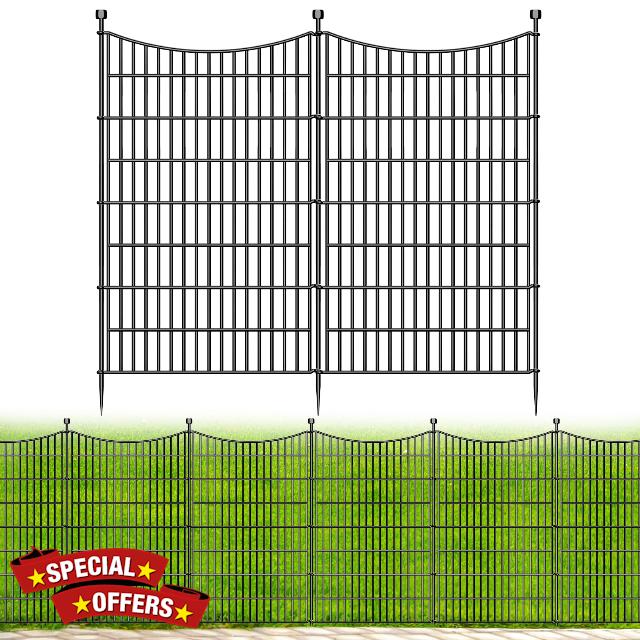 5 Panels No Dig Garden Fence – 122 cm (H) X 360 cm (L) Outdoor Decorative Tall Dog Fence for Yard