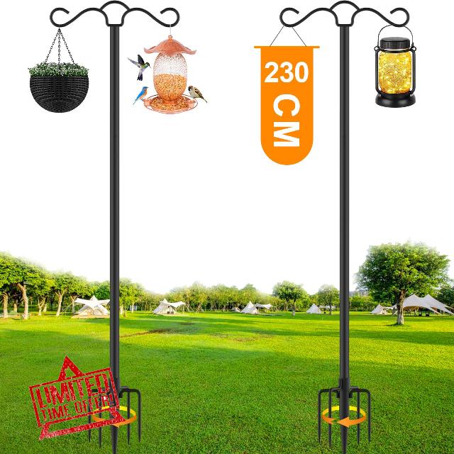 NUERPO Shepherd Hooks 2 Pack 230cm Outdoor Metal Double