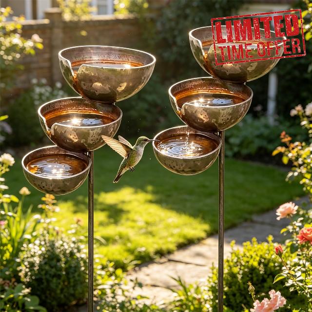 Tall 3-Tier Rain Catcher Bird Bath Stake - Self-Filling Iron Garden Water Fountain for Birds & Bees