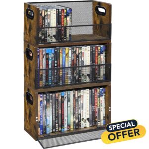 CD DVD Storage Rack 3-Pack with Handles
