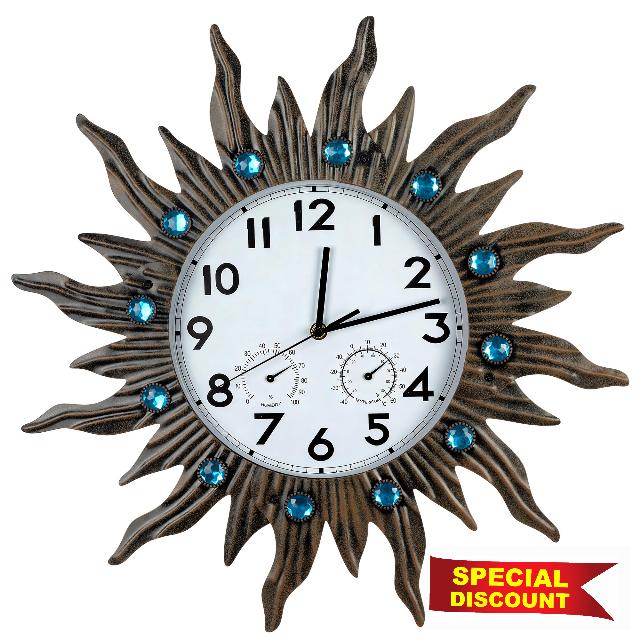 Garden Outdoor Clocks with Thermometer and Hygrometer Combo