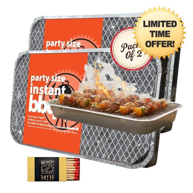 Extra Large(XL) Disposable Instant All In One Barbecue (BBQ) Trays (Pack Of 2) | Perfect For Outdoor Events