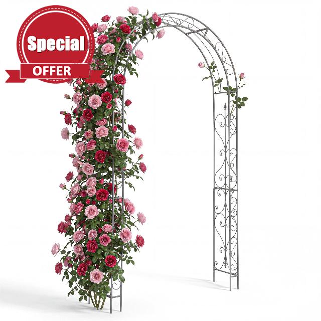 Crystals Heavy Duty Metal Garden Arch Trellis – Outdoor Climbing Plant Support Steel Frame for Roses