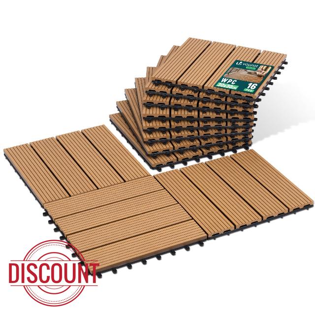 VOUNOT® WPC Decking Tiles Set of 16
