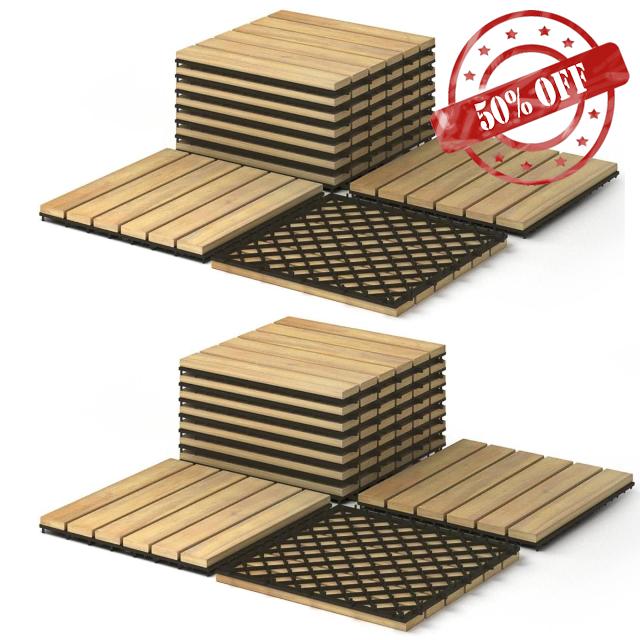 TANGZON Acacia Wood Deck Tiles