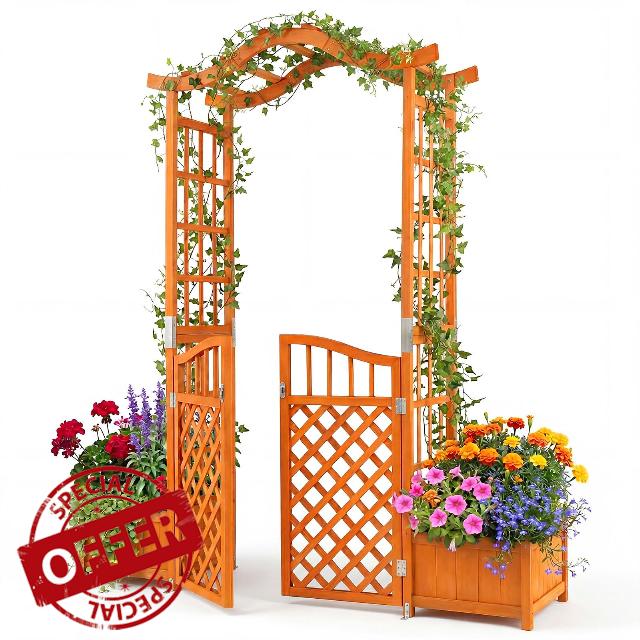 COSTWAY Garden Arch with Planter Box
