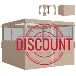 Outsunny 4 Pack Replacement Gazebo Curtains Privacy Panel for Most 3 x 3 m Gazebo Canopy Pavillion Outdoor Shelter Sidewalls Accessories