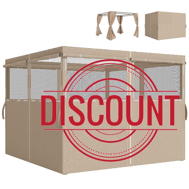 Outsunny 4 Pack Replacement Gazebo Curtains Privacy Panel for Most 3 x 3 m Gazebo Canopy Pavillion Outdoor Shelter Sidewalls Accessories