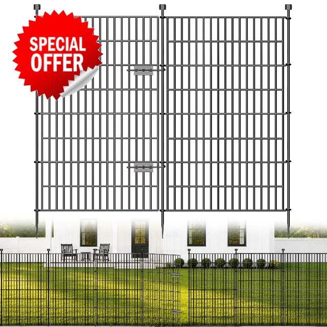 10 Panels No Dig Decorative Garden Fence with Gate
