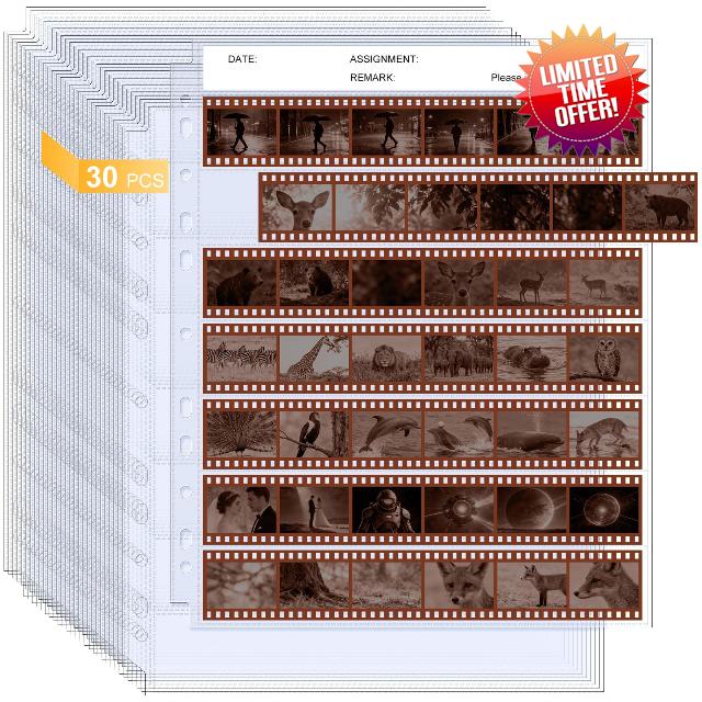 30 Pcs 35mm Film Negative Sleeves Film Negative Storage Album