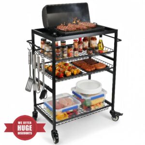 4-Tier Rolling Grill Cart with Handle