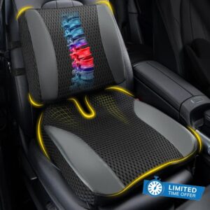 Back Cushions & Seat Cushions: Memory Foam Car Seat Cushion with Lumbar Support Pillow for Long Driving