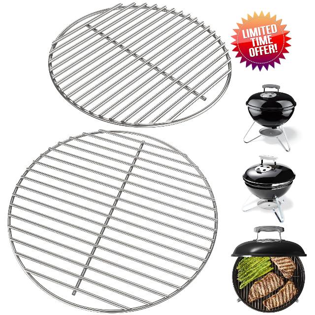 Round Cooking Grate & Charcoal Grate Kit for Weber 14 Inch Smokey Joe