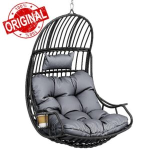 YITAHOME Hanging Egg Swing Chair Max. load 150 kg Rattan Egg Chair Indoor Outdoor Hammock Egg Chair with Cushions & Cup Holder for Patio