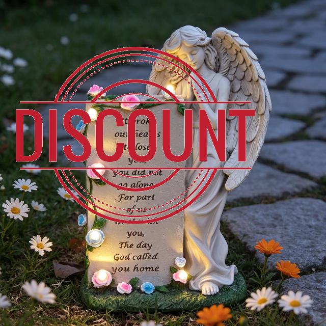 lifemet Solar Angel Garden Statue Ornaments Outdoor - Memorial Angel Figurine with LED Lights