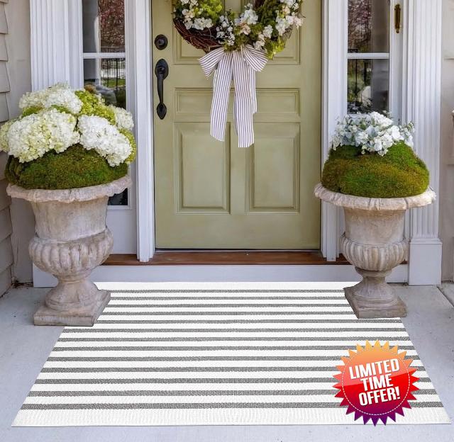 Grey and White Outdoor Rug