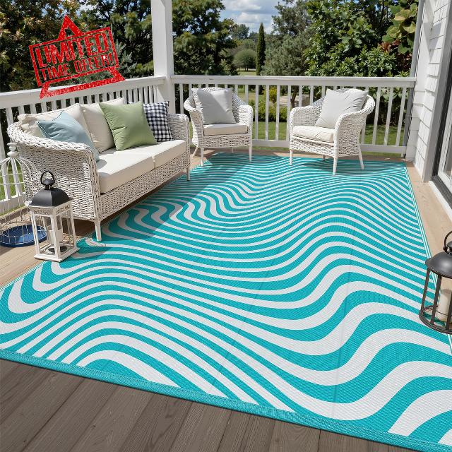 Vaukki Waterproof Outdoor Rug 6x9