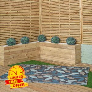 Samuel ALEXANDER 1.5m x 2.1m Flora Leaves Large Outdoor Alfresco Patio Rug Mat in Blue