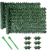Artificial Ivy Fence Screen, 3m x 1m Garden Fence Screening Trellis with Artificial Leaves, Expan...