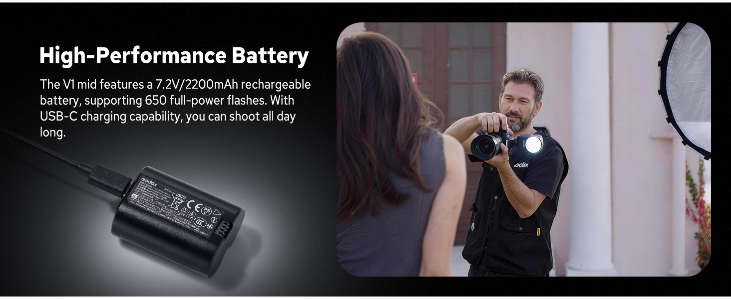 Text reads 'High-Performance Battery'. Dark product showcase image with illuminated technical or electronic device display.