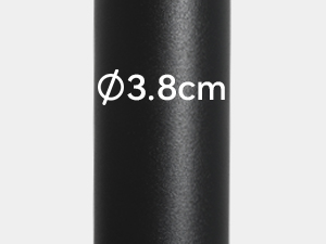 Black cylindrical telescoping component shown in two positions - extended and collapsed, with visible locking mechanism on side.