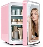 MoraRise 10L Mini Fridge for Bedrooms, Portable Cooler & Warmer Skincare Fridge with LED Mirror, ...