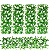 2Pcs Artificial Ivy Fence Screening, (40x20cm to 28x200cm) Expandable Garden Trellis Panel, Artif...